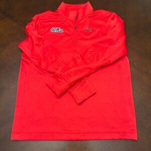 Team Issued Nike Red Large Ole Miss Fleece Quarter Zip